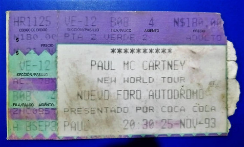 Paul Mccartney, Entrada De Concierto De 1993