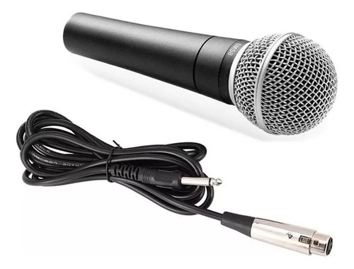 Microfone Dynamic SM-58 Dinâmico Cardioide cor preto