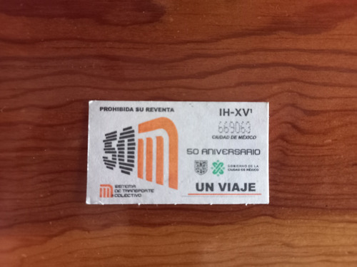 Boleto Metro Ciudad De México Cdmx 50 Aniversario Colección