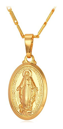Collar Y Cadena De La Virgen María, 22'', Chapado En Oro