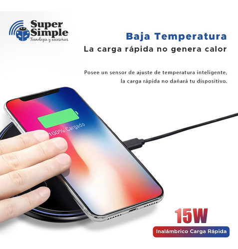 Imagen 5 de 10 de Cargador Inalámbrico Carga Rápida 15w Ideal iPhone 11 12