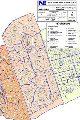 Pinamar Y Pinepark - Canelones - Mapa 45x30 Cm.