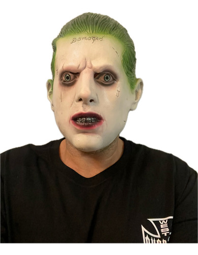 Máscara Halloween Coringa Jared Leto Esquadrão Suicida Cor Branco E Verde Coringa Do Esquadrão Suicida