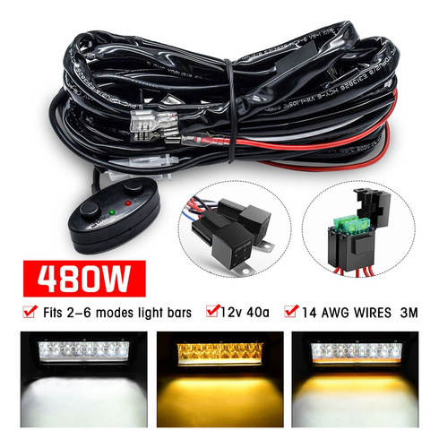 480w Mazo De Cables Tiras Led 14awg 12v40a Interruptor Relé