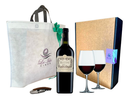 Vino Rutini Malbec Estuche Regalo + 2 Copas + Descorchador