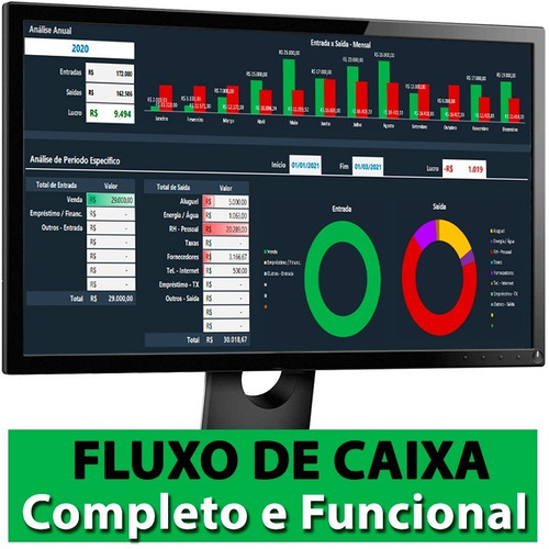 Imagem 2 de 6 de Planilha Fluxo De Caixa C/ Dashboard - Pessoal / Empresarial