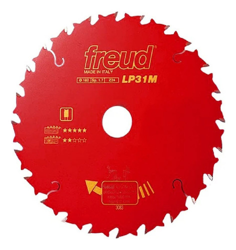 Disco De Sierra Circular Madera Freud Lp31m 7-1/4 X 24 Color Rojo