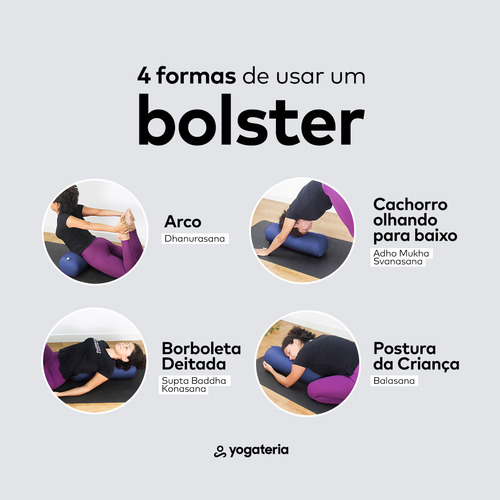 Almofada Cilíndrica Bolster Eco Rolinho Yoga Restaurativa Cor Azul Yogateria