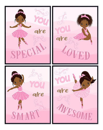 Black Ballerina Wall Decor - African American Girl Wall Art.