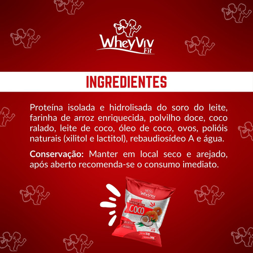 Biscoito Fit Wheyviv Coco C/ Whey Protein 45g X8