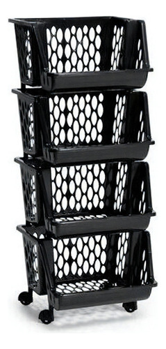 Organizador cuádruple negro Giotto con ruedas