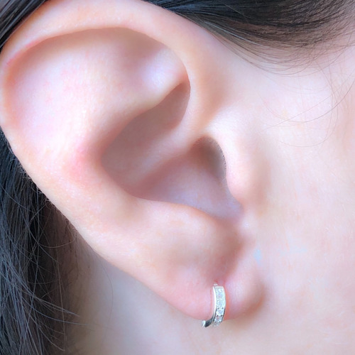 Aros Argollas Plata 925 Con Piedras Blancas (ki2009)