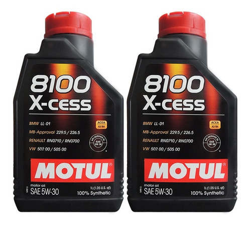 Aceite Sintético 5w30 Para Auto Motul 8100 X-cess 2 Litro