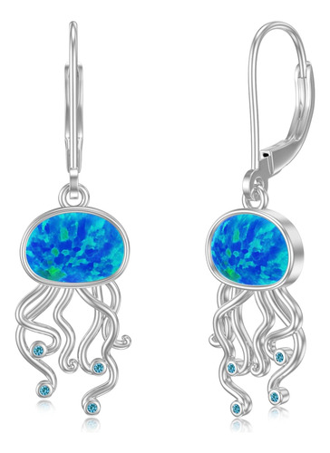 Joerph Pendientes De Medusas De Opalo Azul, Pendientes De De