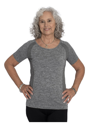 Remera Topper Seamless Mujer Running Gris Melange