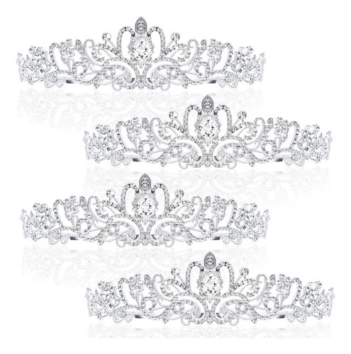 Diadema De Niñas Wavyknot 4 Coronas De Tiara De Cristal Para