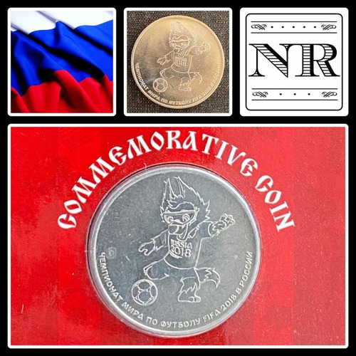 Rusia - 25 Rublos - Año 2018 - Blister + Moneda - Mascota