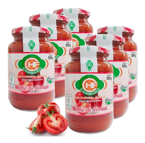 Molho De Tomate Orgânico Carraro 590g Polpa Tomate E Sal 6un