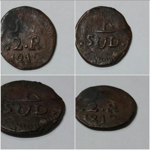 Moneda De Colección 2 Reales Sud. Gral. Morelos.1812 Cobre.