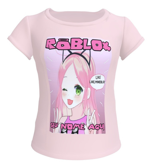 Camiseta menina feliz Roblox com nome desejado - Escorrega o Preço