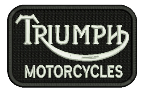 762 Triumph Rectangular Negro Letra Blanca Parche Bordado 