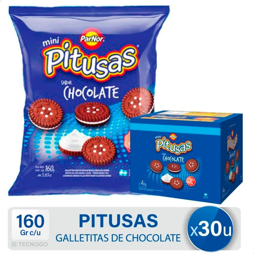 Caja Galletitas Pitusas Chocolate Mini Pack - Mejor Precio