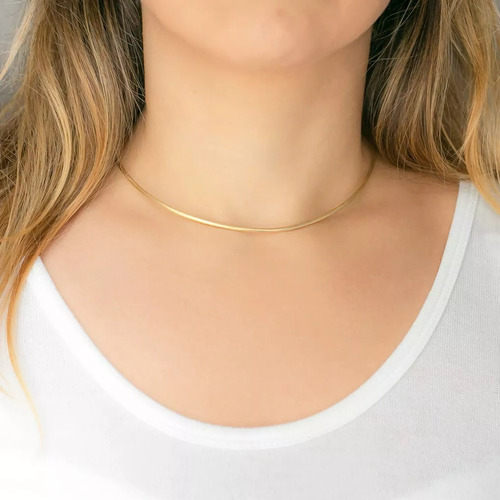 Cordão Choker 16 Gramas 3mm 45cm Ouro 18k Cor Amarelo