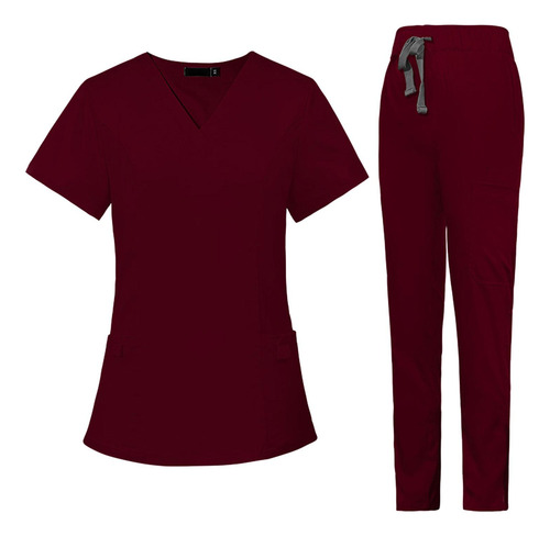 Conjunto De Uniforme Para Enfermería Con Cuello En V Para
