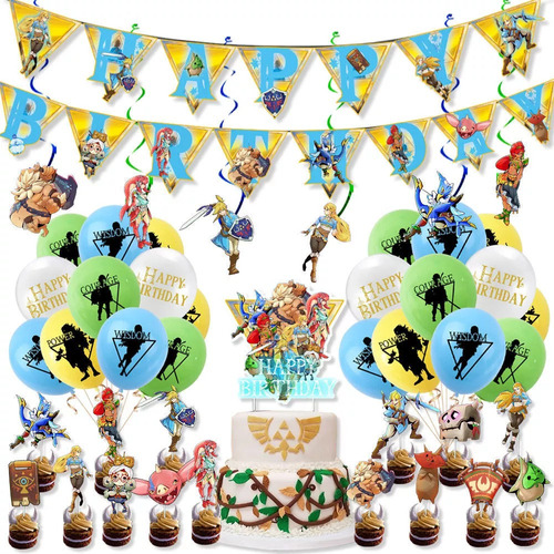 Kit Fiesta Legend Of Zelda Globos De Cumpleaños Decoración2