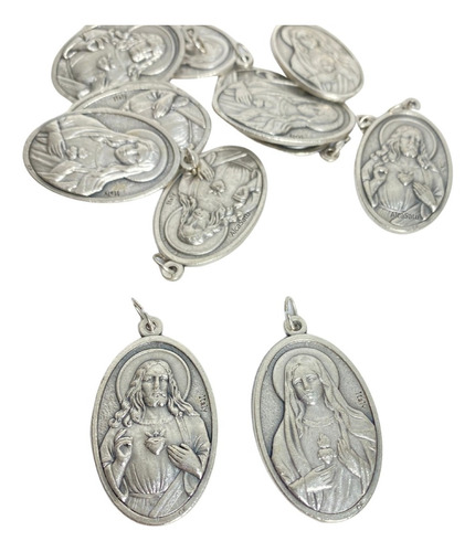 10 Medallas Sagrado Corazon Jesus Y Maria Souvenir (italy)
