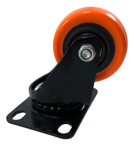 Rodachina Sin Freno Giratoria 360° Pvc Naranja 3 Pul 75mm