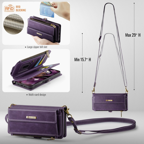 Funda Tipo Cartera Con Cierre De Piel Con Cordón Para Samsung Galaxy S25 Edge S24 Fe S23 Plus S22 Ultra S21 A16 A56