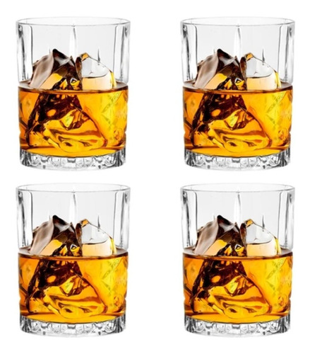 Set 4 Vasos Whisky Vintaje Elegance Glasso 333ml Premium  