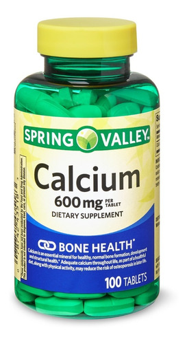 Spring Valley Calcium 600 Mg De 100 Tabletas / Super Precio