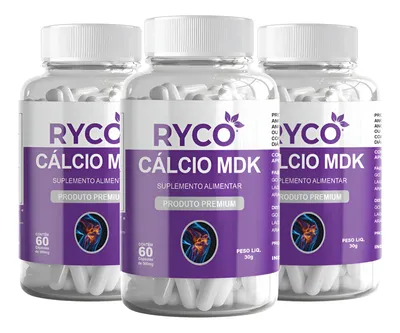 3x Vitamina Cálcio Mdk + Magnésio + Vitamina D3 K2 + 60 Cáps Sem Sabor