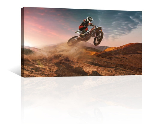 Cuadro Decorativo Motos Canvas Motocross Saltando Las Dunas