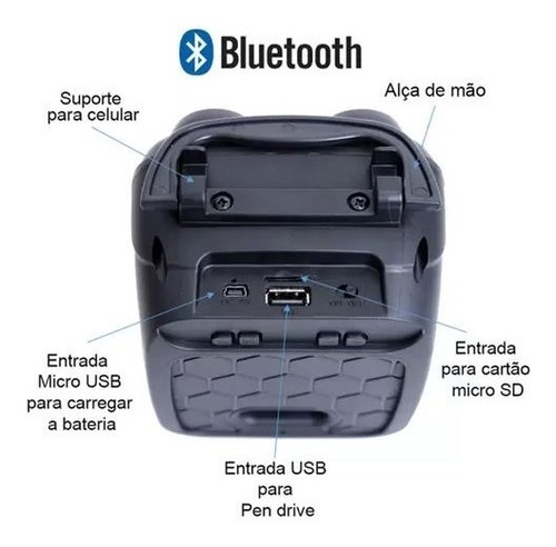 Imagem 2 de 3 de Alto-falante Altomex Al-1098 Portátil Com Bluetooth Preto