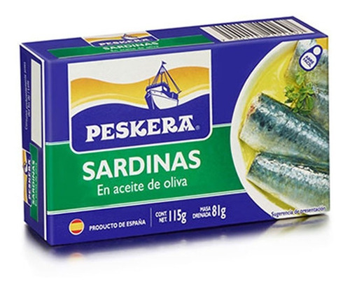 Sardinas En Aceite De Oliva, Marca Peskera, 115 Gr.