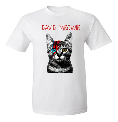 Remera Gato David Meowie - David Bowie Adultos Y Niños 