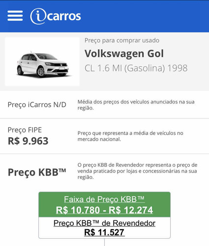 Volkswagen Gol 1998 1.6 Mi Cl 3p
