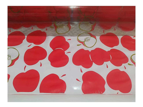 Mantel Transp. Manzana Roja 1.4mx3m Y Hule Blanco 1.4mx3m