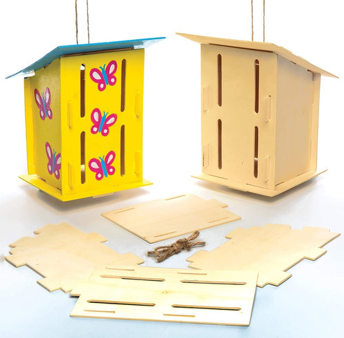 Baker Ross Ac811 - Juego De 2 Casas De Mariposa De Madera Pa