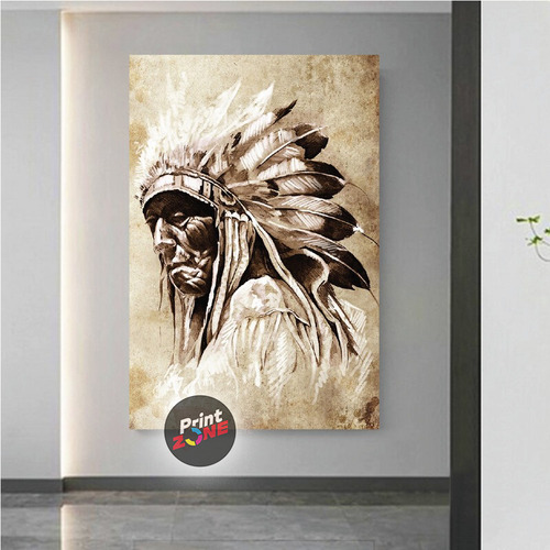 Cuadro Hombre Nativo Americano Indio Canvas Grueso 60x40
