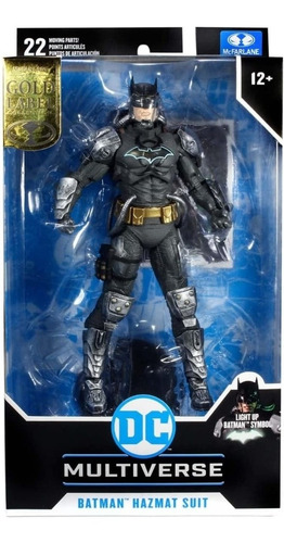 Batman Luz Led Hazmat Suit Figura Gold Lab Dc Mcfarlane Toys