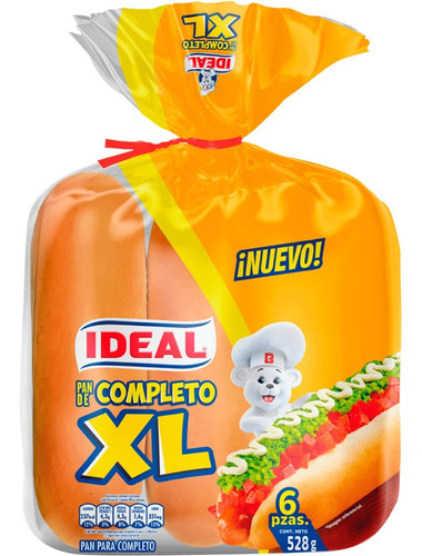 Pan De Completo Xl Ideal 6 Unidades 528gr(2 Display)-super