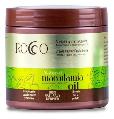 Pack X 3 Crema Capilar Cabello Natural Macadamia Oil Rocco 