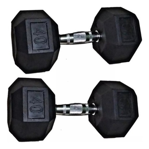 Mancuernas En Forma Hexagonal Par 40lb De Acero Y Caucho