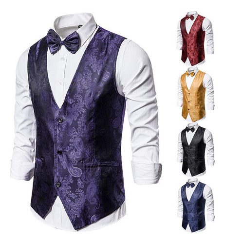 Chaleco Traje Formal Diseño Moderno De Jacquard Para Hombre