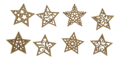 Estrellas Caladas De Fibrofacil De 8cm Con Agujero  X 100