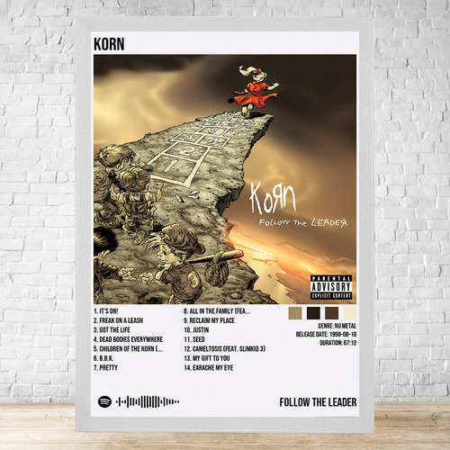 Cuadro Korn Follow The Leader 30x40 Con Vidrio Y Marco C633 Blanco Clasico